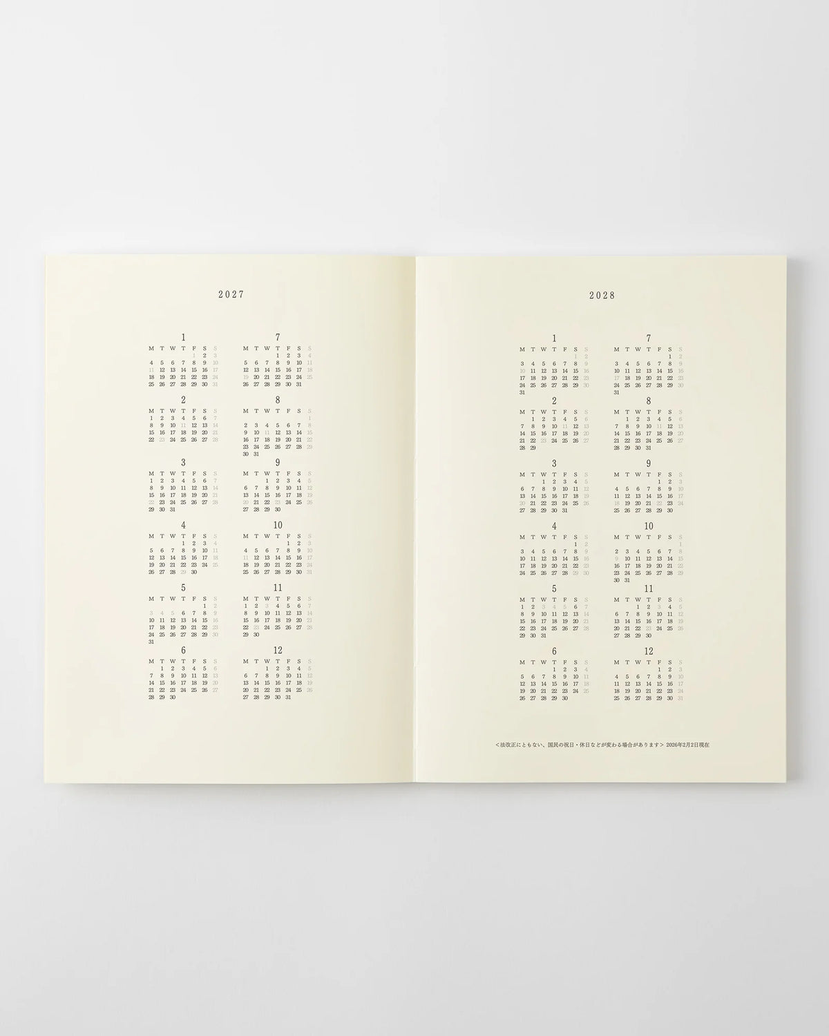 Midori MD Notebook Diary Thin 2027