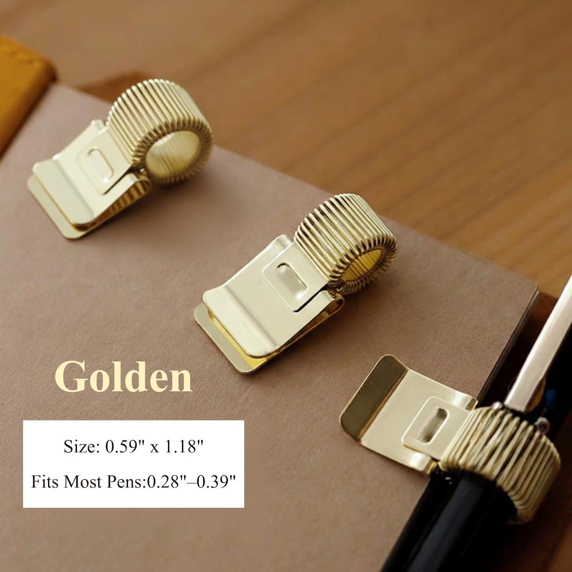 Mint Journal Studio Metal Pen Clip Holder with Elastic Spring Loop