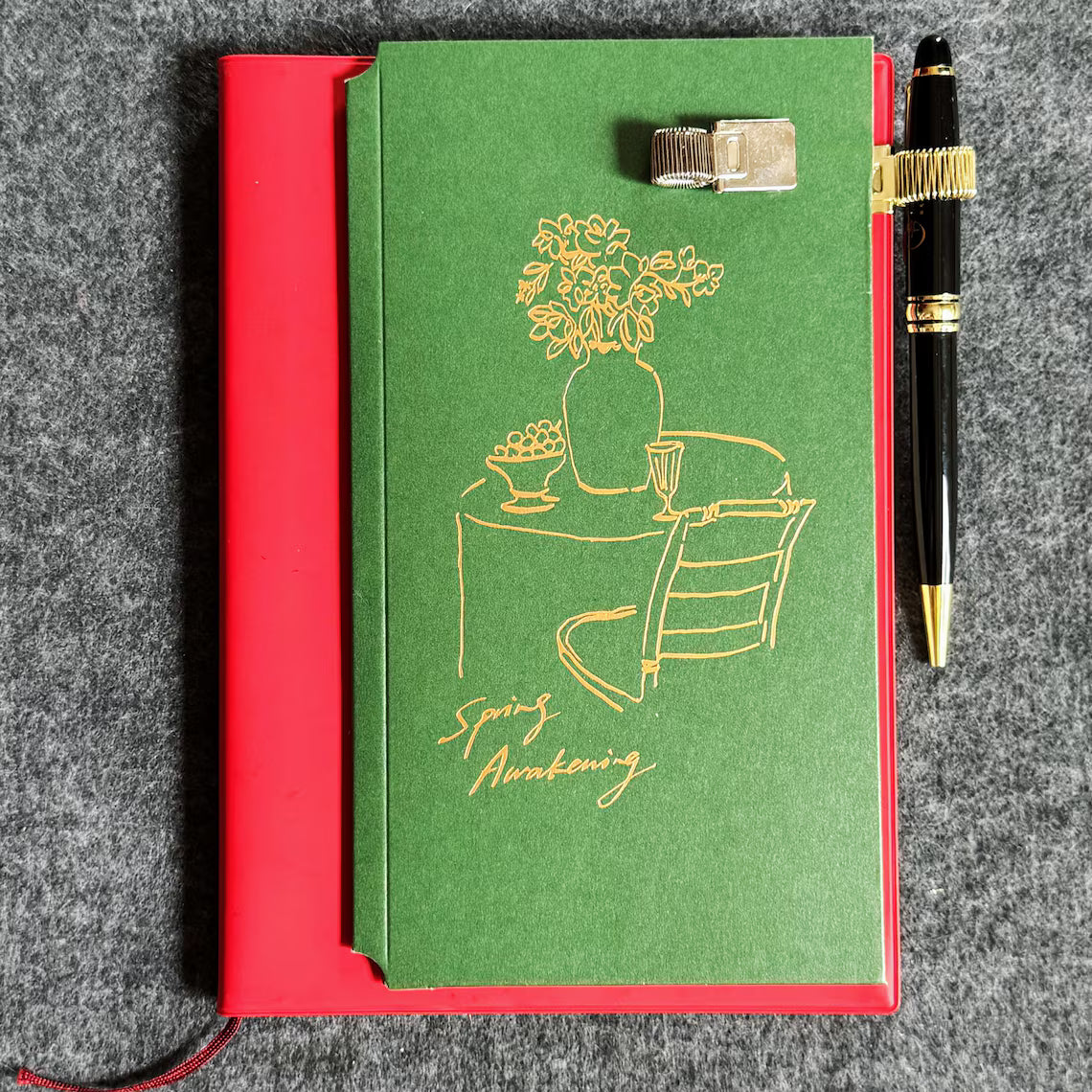 Mint Journal Studio Metal Pen Clip Holder with Elastic Spring Loop