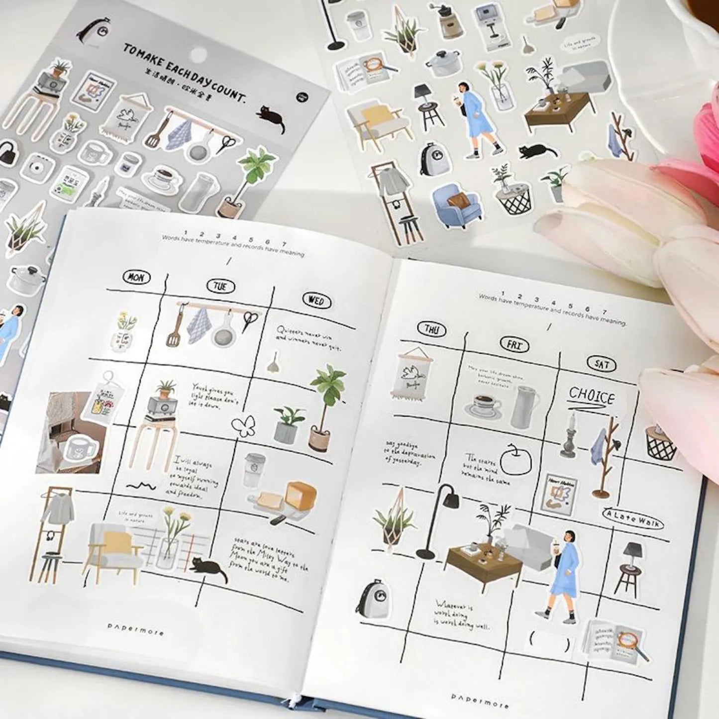 Mint Journal Studio Adhesive Hand-Drawn Sticker Sheets