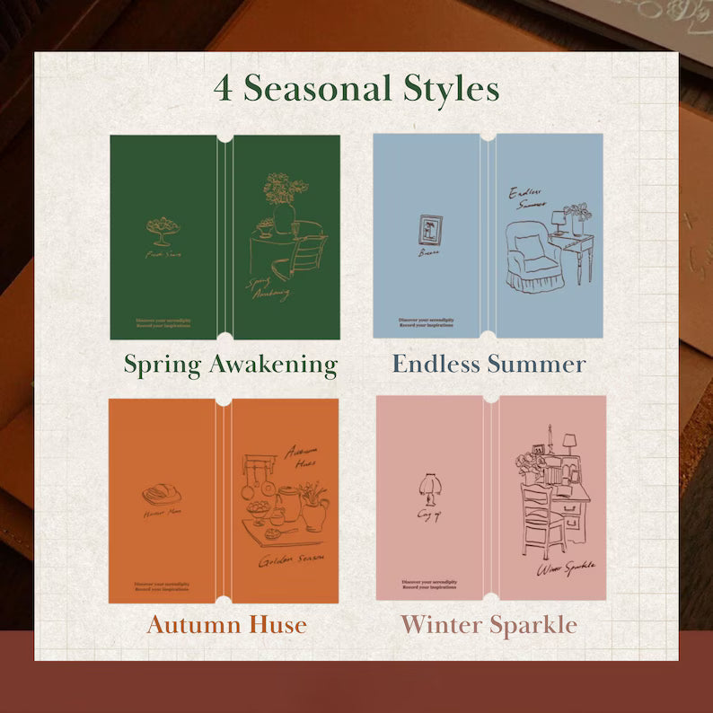Mint Journal Studio Original Illustrated TN Insert Folder | Four Seasons Foil Storage Folder