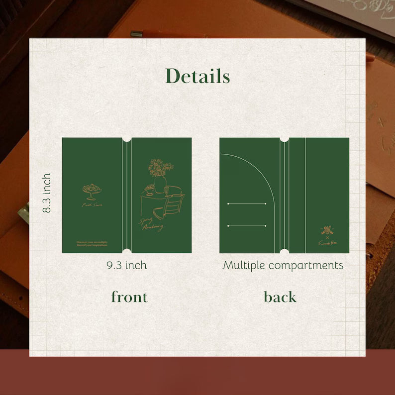 Mint Journal Studio Original Illustrated TN Insert Folder | Four Seasons Foil Storage Folder
