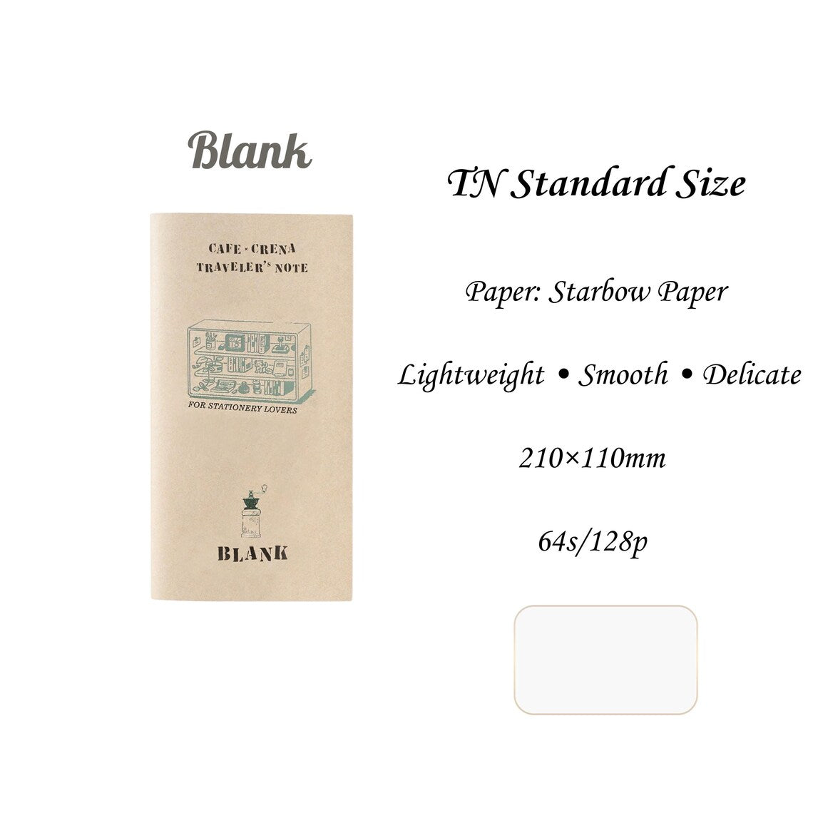 Mint Journal Studio Vintage Traveler's Notebook Insert - Cafe x Crena [Blank]