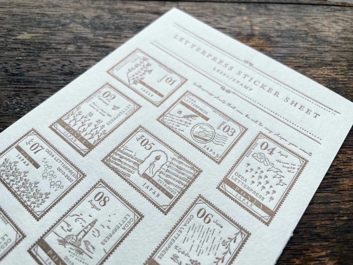 OEDA Letterpress Stamp Sticker Sheet
