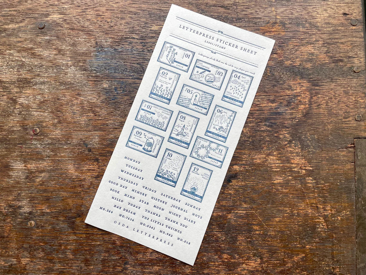 OEDA Letterpress Stamp Sticker Sheet