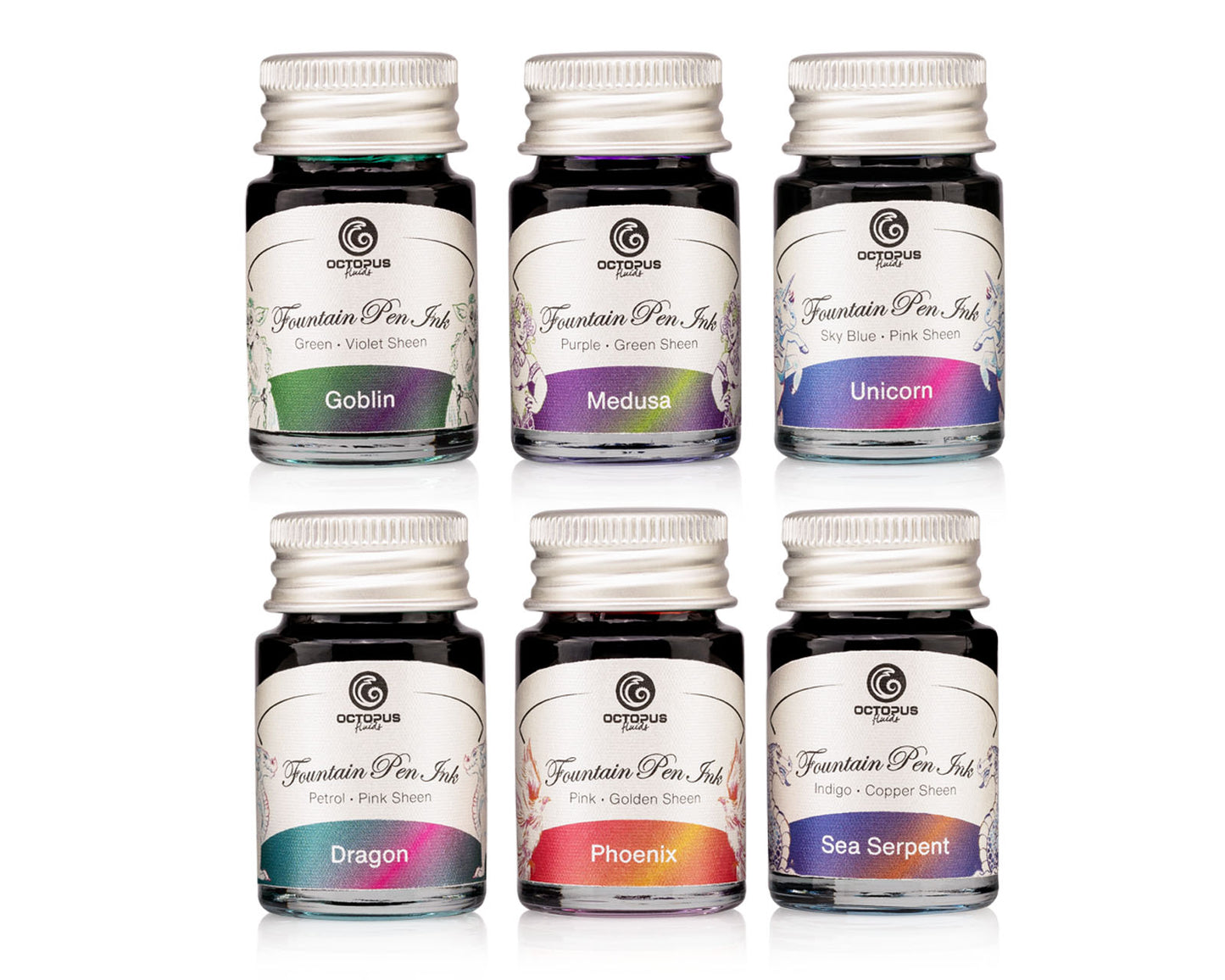 Octopus Fluids Sheen Fountain Pen Ink Set  [6 x 10ml]