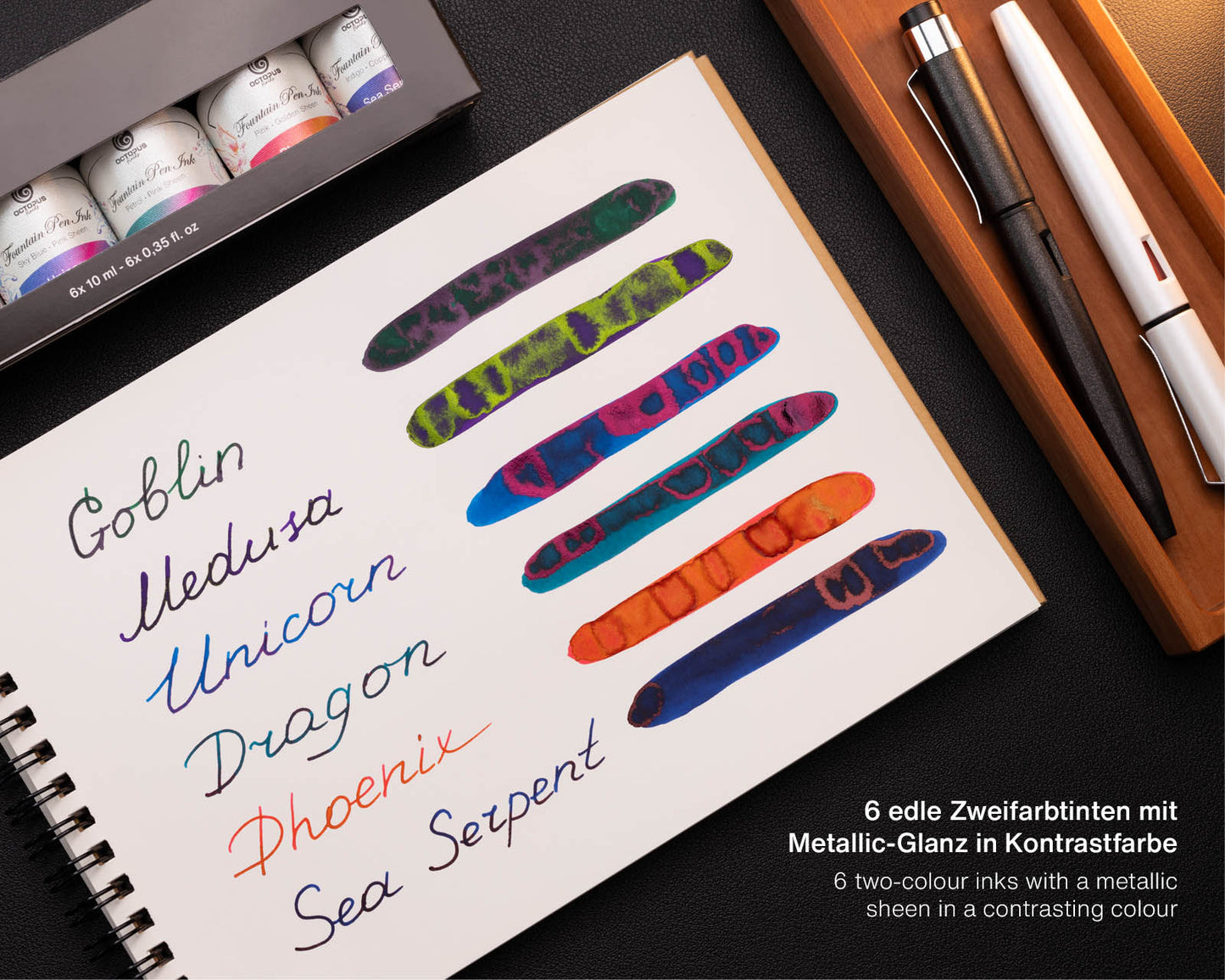 Octopus Fluids Sheen Fountain Pen Ink Set  [6 x 10ml]