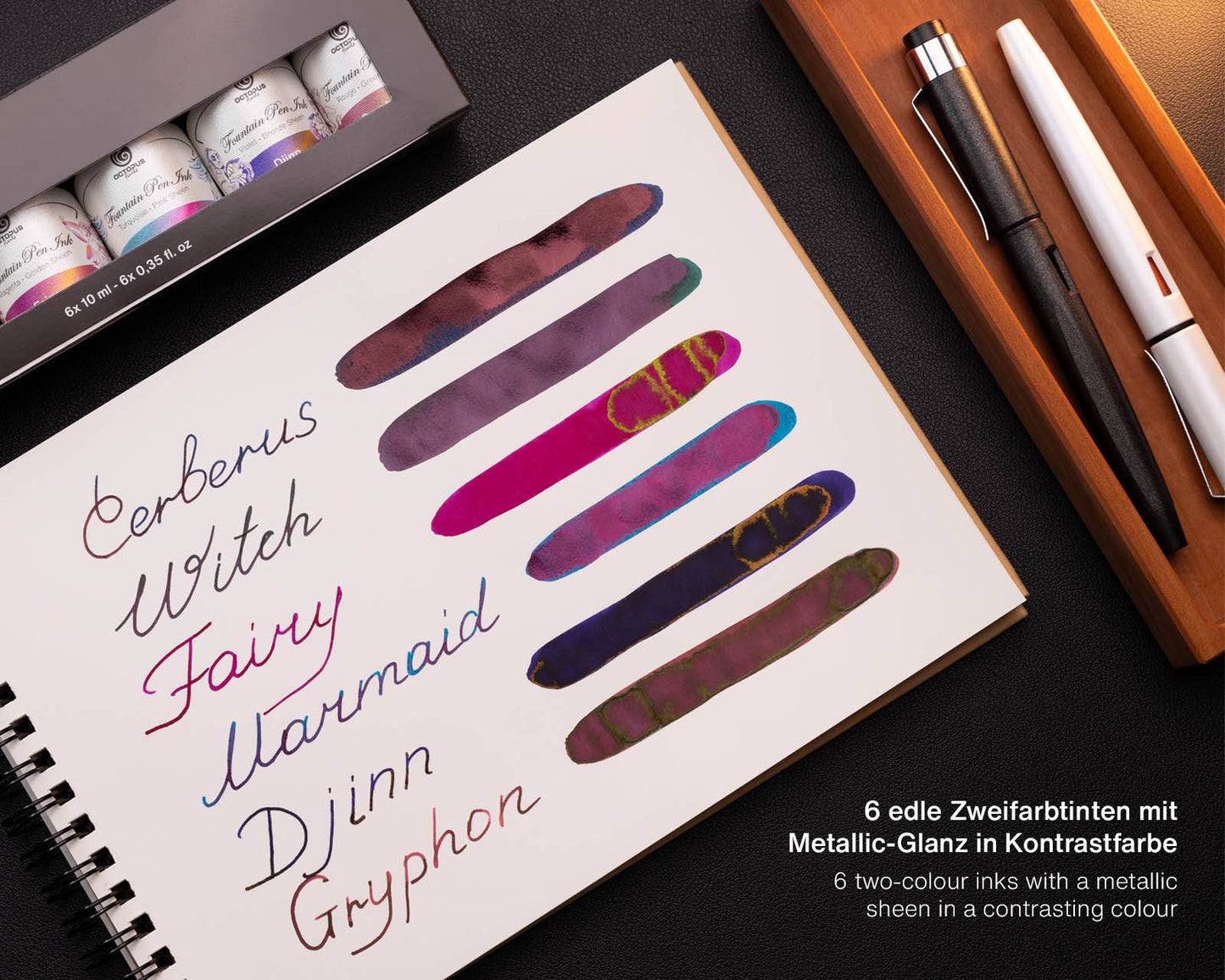 Octopus Fluids Sheen Fountain Pen Ink Set  [6 x 10ml]
