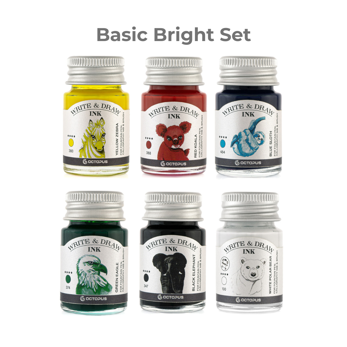 Octopus Fluids Pigement Waterproof Document Proof Write and Draw Ink [6x10ml]