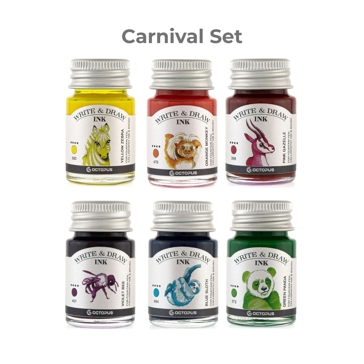 Octopus Fluids Pigement Waterproof Document Proof Write and Draw Ink [6x10ml]