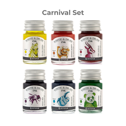 Octopus Fluids Pigement Waterproof Document Proof Write and Draw Ink [6x10ml]