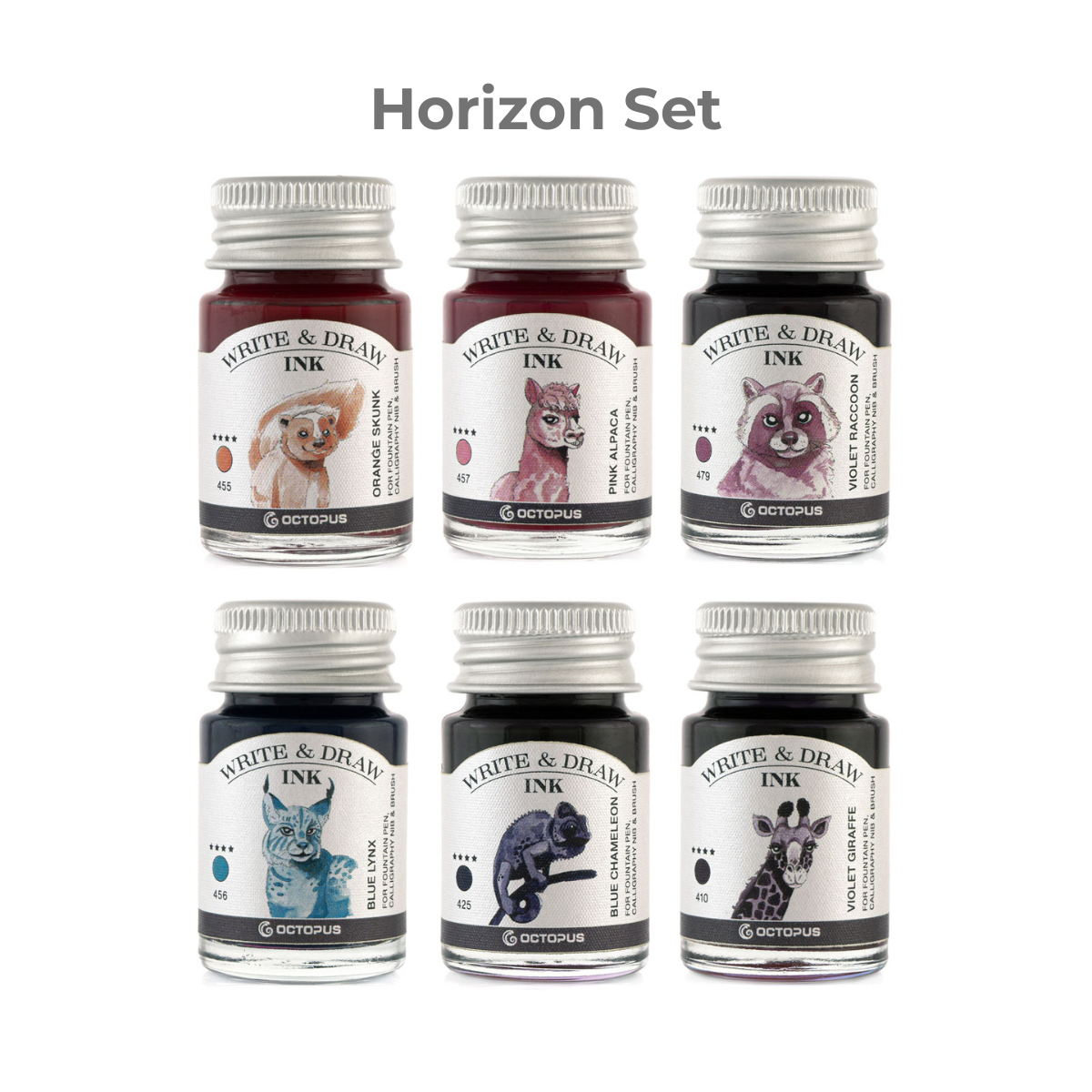 Octopus Fluids Pigement Waterproof Document Proof Write and Draw Ink [6x10ml]