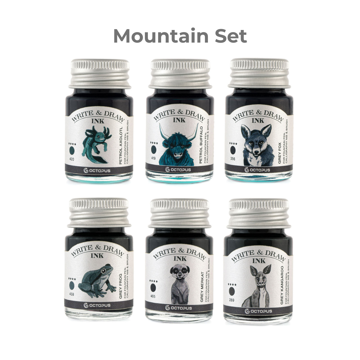 Octopus Fluids Pigement Waterproof Document Proof Write and Draw Ink [6x10ml]