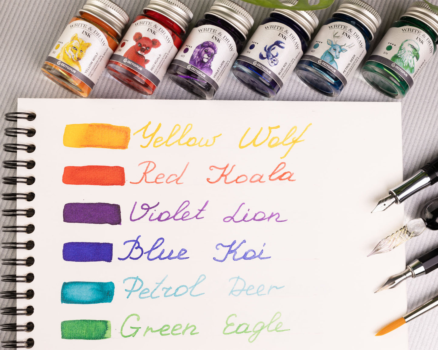 Octopus Fluids Pigement Waterproof Document Proof Write and Draw Ink [6x10ml]