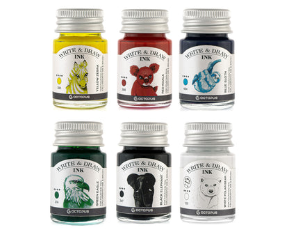 Octopus Fluids Pigement Waterproof Document Proof Write and Draw Ink [6x10ml]