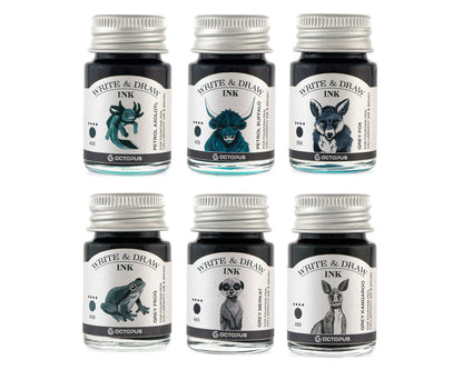 Octopus Fluids Pigement Waterproof Document Proof Write and Draw Ink [6x10ml]