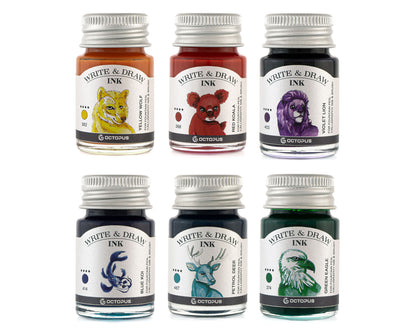 Octopus Fluids Pigement Waterproof Document Proof Write and Draw Ink [6x10ml]