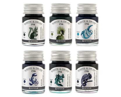 Octopus Fluids Pigement Waterproof Document Proof Write and Draw Ink [6x10ml]