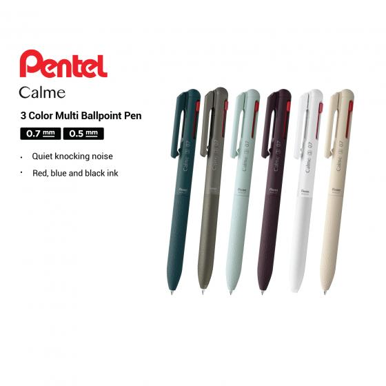 Pentel Calme Tricolor Ballpoint Pens  (0.5mm / 0.7mm)