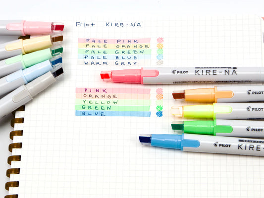 Pilot Kire-na Highlighter Basic and Pale Colors