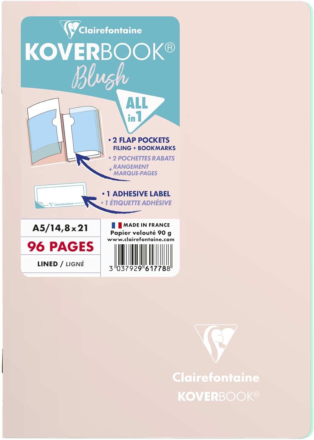 Clairefontaine Koverbook (A5) Blush Stapled Notebook (148 x 210)