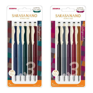 Zebra Sarasa Nano Vintage 0.3 Gel Pens (Set of 5)