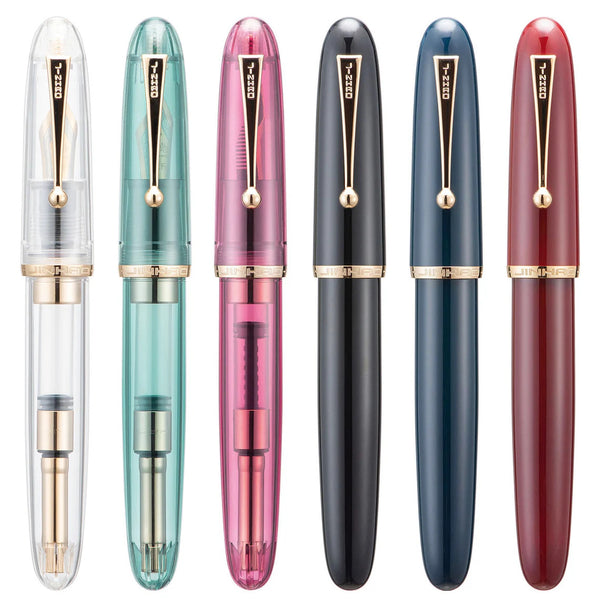 Jinhao 9019 Jumbo Fountain Pen - Fine Stainless Steel Nib, Golden Accents, No Ink Included