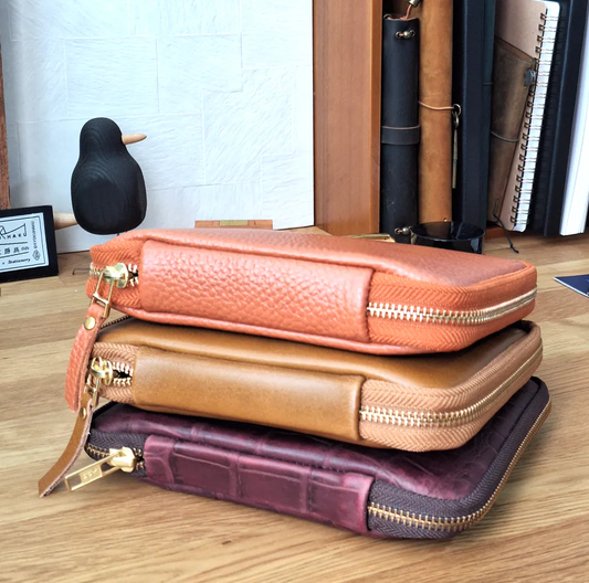 Kyoku Haku Vegetable Tanned Leather Pen Case [10 Slot]