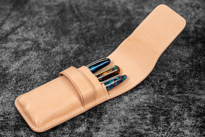 Galen Leather - Leather Flap Pen Case for Three Pens