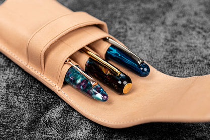 Galen Leather - Leather Flap Pen Case for Three Pens
