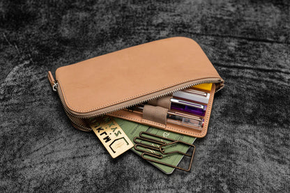 Galen Leather - Leather Sip-N-Zip 4 Slots Zippered Pen Pouch