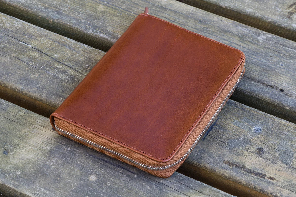 Galen Leather - Leather Zippered 5 Slots Pen Case