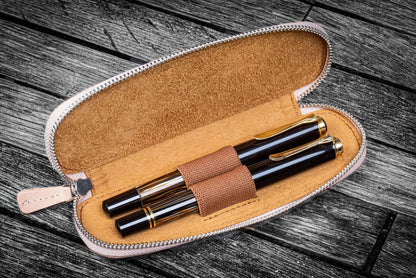 Galen Leather - Leather Zippered Duo Slim Pen Case for 2 Pens