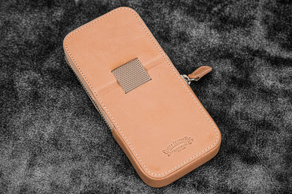 Galen Leather - Leather Zippered Magnum Opus 3 Slots Hard Pen Case with Removable Pen Tray