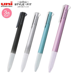 Uni-ball Style Fit (UE3H-208) 3-Color Barrel Multi Pen with Clip