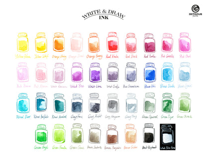 Octopus Fluids Pigmented Waterproof Document Proof Write and Draw Ink [50ml]