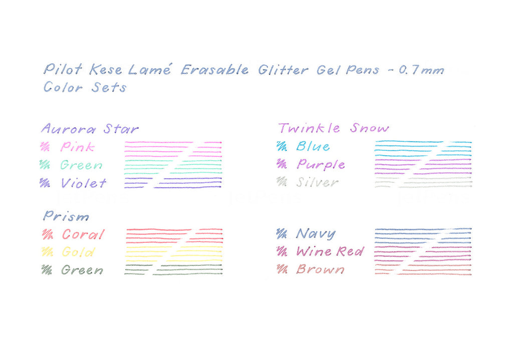 Pilot Kese Lame Erasable Glitter Gel Pen Sets (0.7) Limited Edition