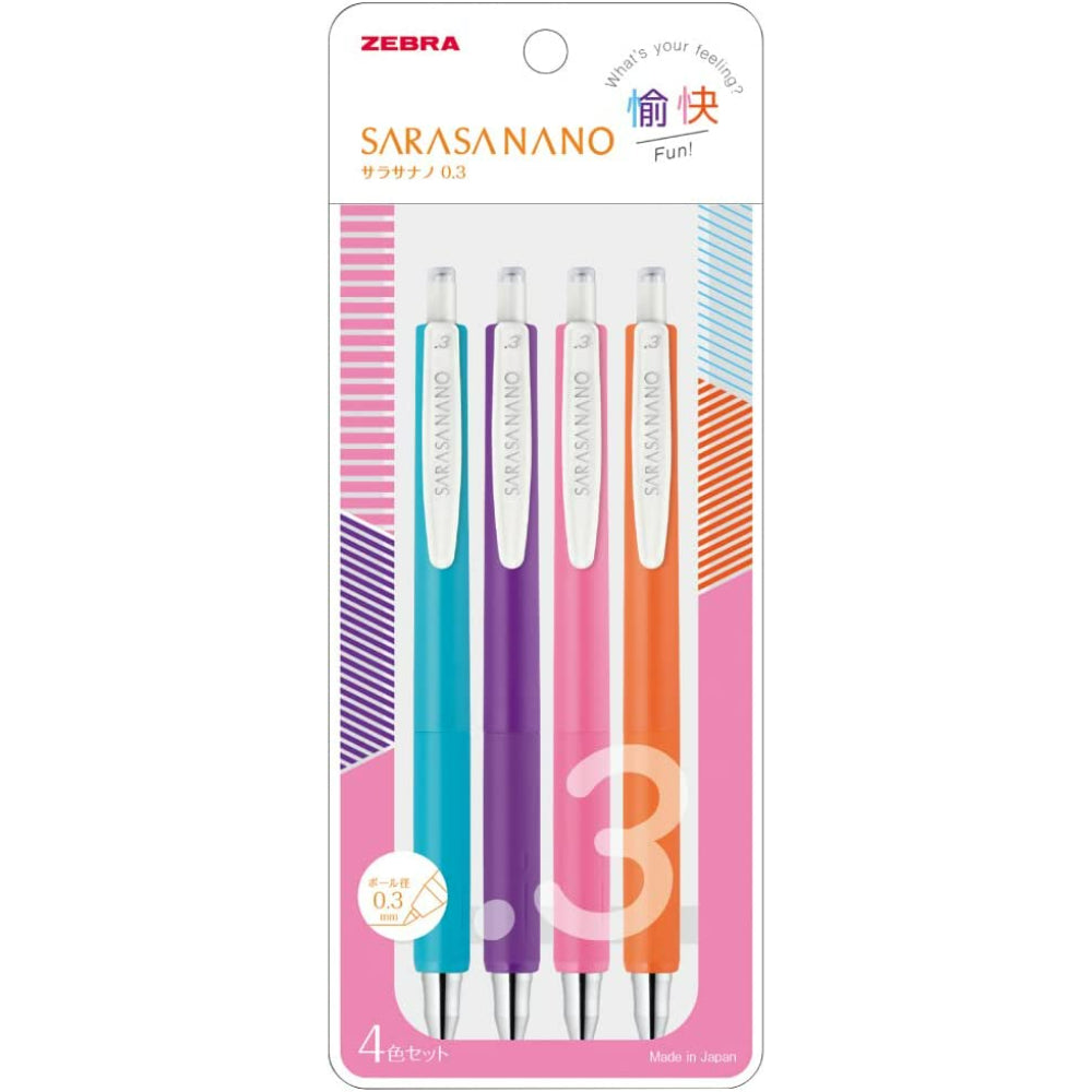 Zebra Sarasa Nano 0.3 Ballpoint Pens Set of 4