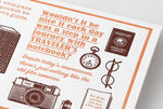 Traveler's Notebook Travel Tools Letterpress Card