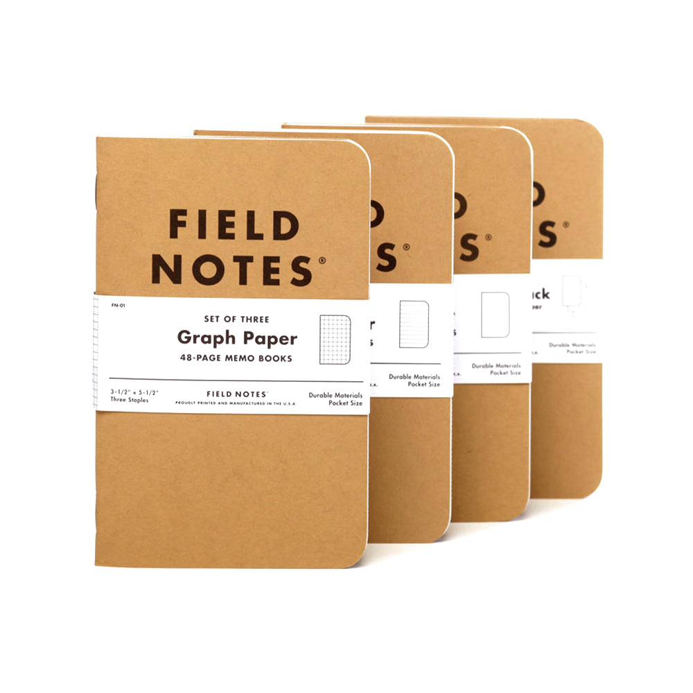  Field Notes: Original Kraft 3-Pack - Mixed Paper (1  Graph/Grid, 1 Ruled/Lined, 1 Plain/Blank) Memo Books - 48 Page Pocket  Notebooks - 3.5 x 5.5 : Memo Paper Pads : Office Products