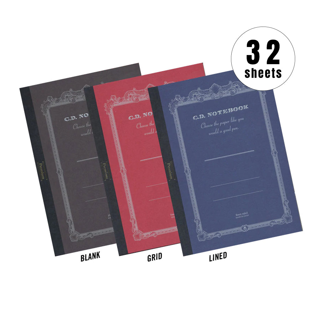 Premium C.D. Notebooks (A6/A5/B5/A4) Grid/Lined/Plain (32 sheets)