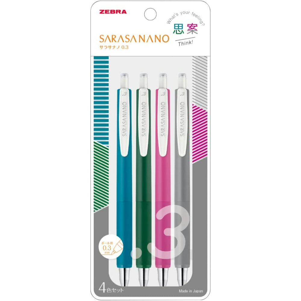 Zebra Sarasa Nano 0.3 Ballpoint Pens Set of 4