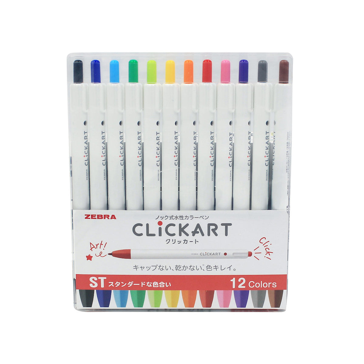 Zebra ClickArt Retractable Marker Pen - 12 Color Set - DK – Stationery Space