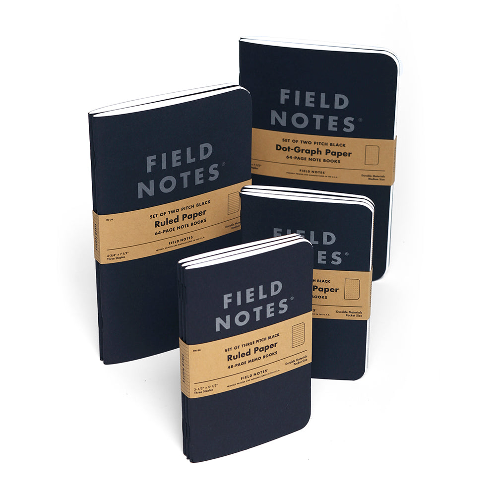 Field Notes Pitch Black Dot-Graph and Ruled Paper